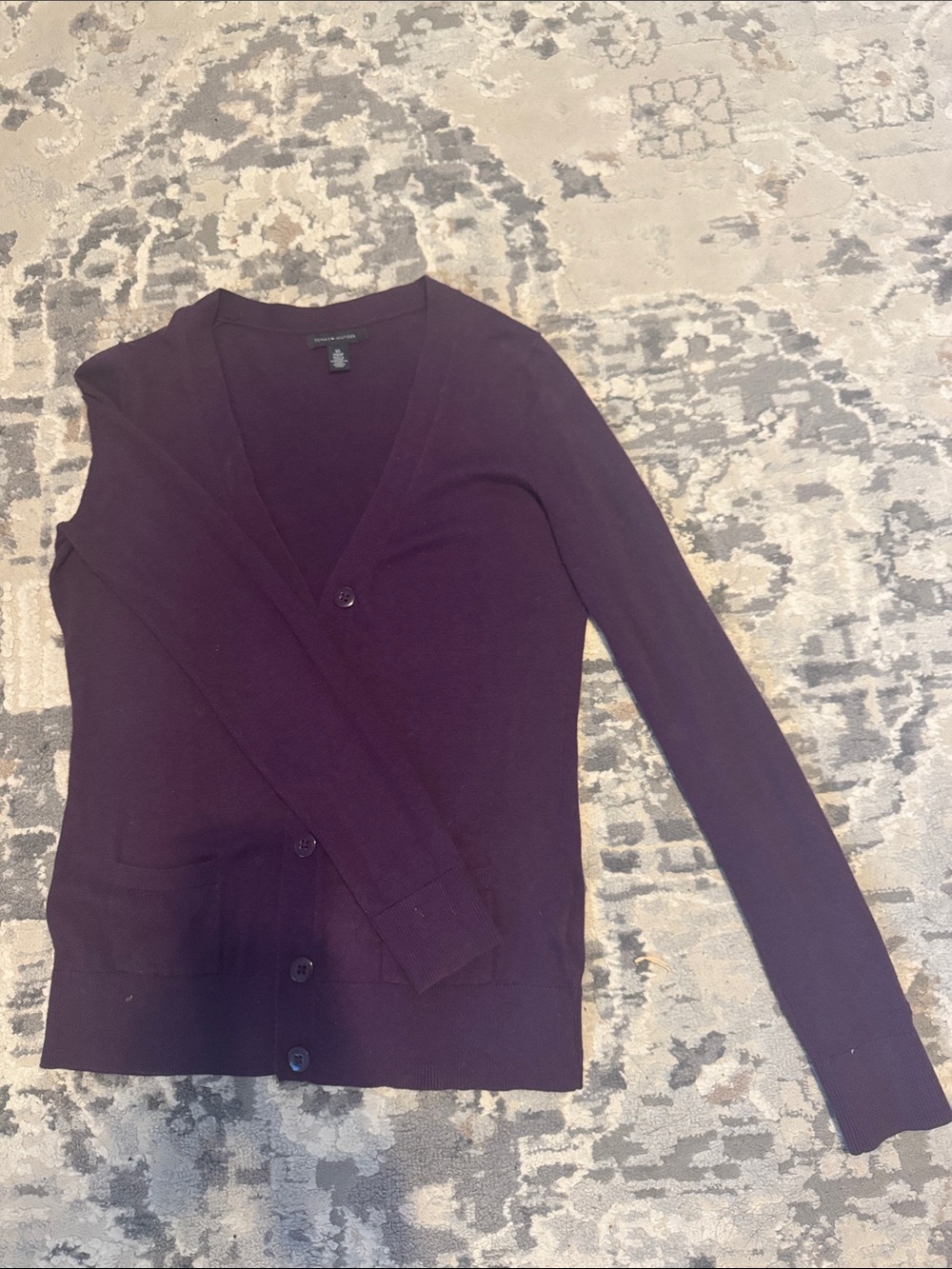Tommy Hilfiger V-Neck Button Front Cardigan purple plum